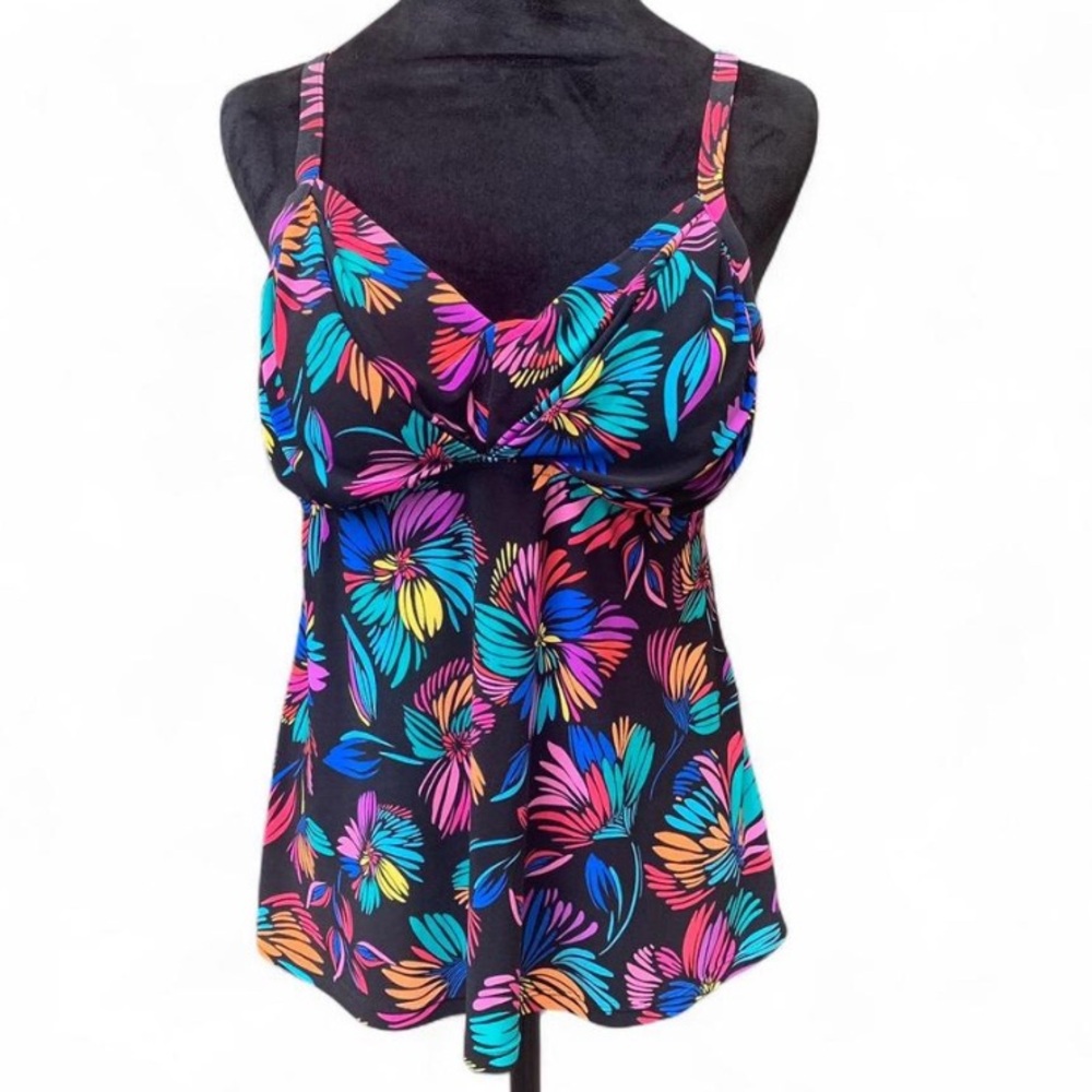 Retro Floral Multicolor Women's Baby Doll Swim Top